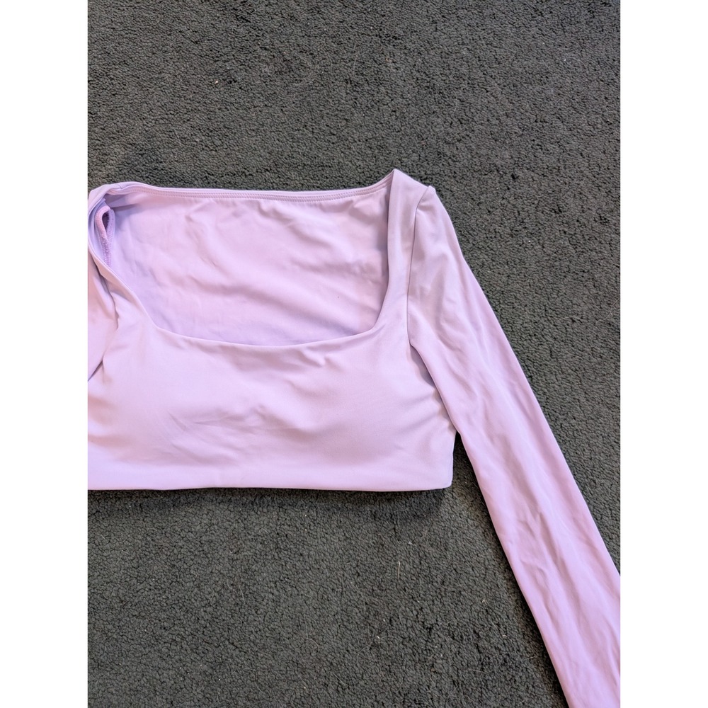 Lavender Long Sleeve Square Neck‎ Crop Top Women's Size S